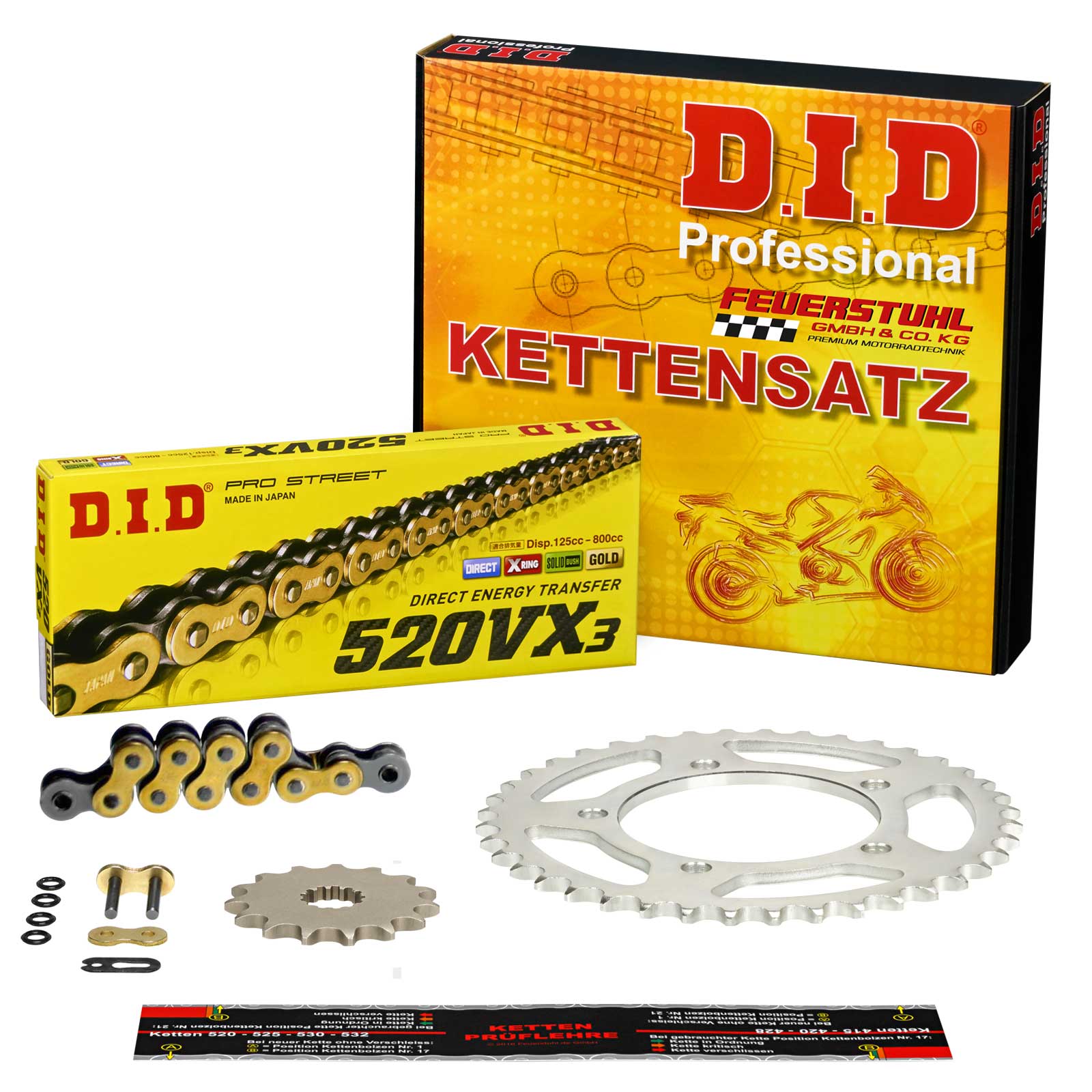 Kettensatz Für Honda CBR 125 R, CBR125, JC34, JC39, Kettenkit Bj 04 10